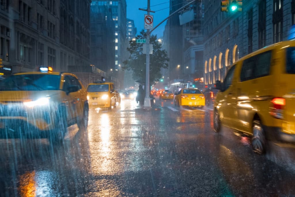 Precipitation in NYC in August? card icon